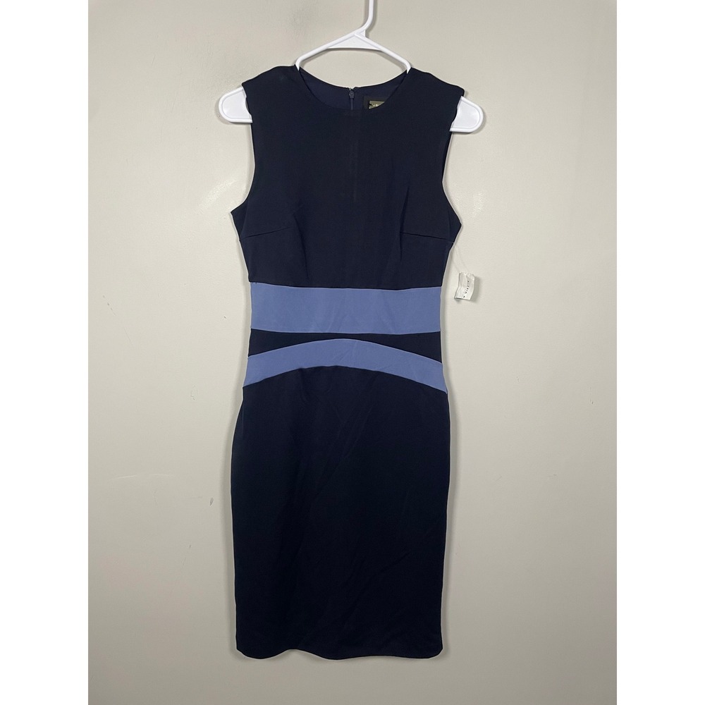 Alexia Admor Blue Sleeveless Knee Length Sheath Dress Size XS NWT Career Classic